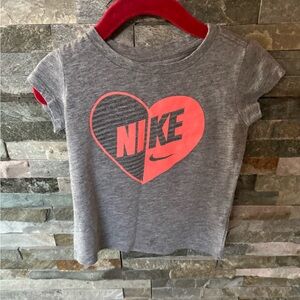 Nike Kids Gray and Pink Heart T-Shirt